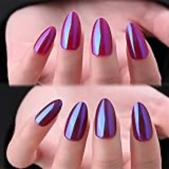Chrome Purple And Pink Almond Press-On Nails - Picture 1 of 9